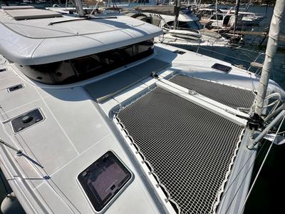 Deck of Sail Proteus, a Lagoon 42 catamaran at Fethiye, Turkey