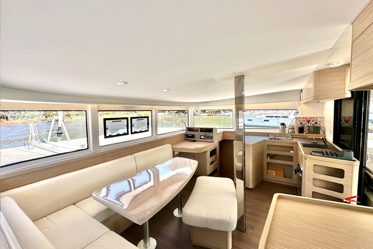 Salon of Sail Proteus, a Lagoon 42 catamaran at Fethiye, Turkey