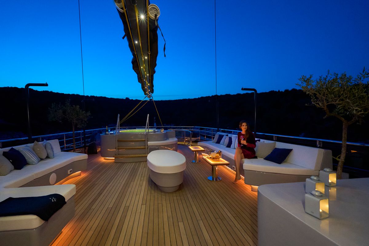 Deck of Rara Avis, a Gulet Luxury Sailing Yacht yacht at Split, Croatia