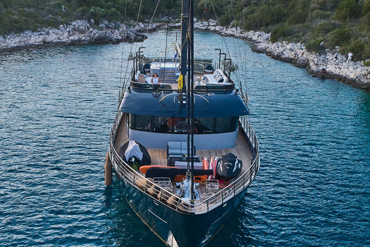 Exterior view of Rara Avis, a Gulet Luxury Sailing Yacht yacht at Split, Croatia