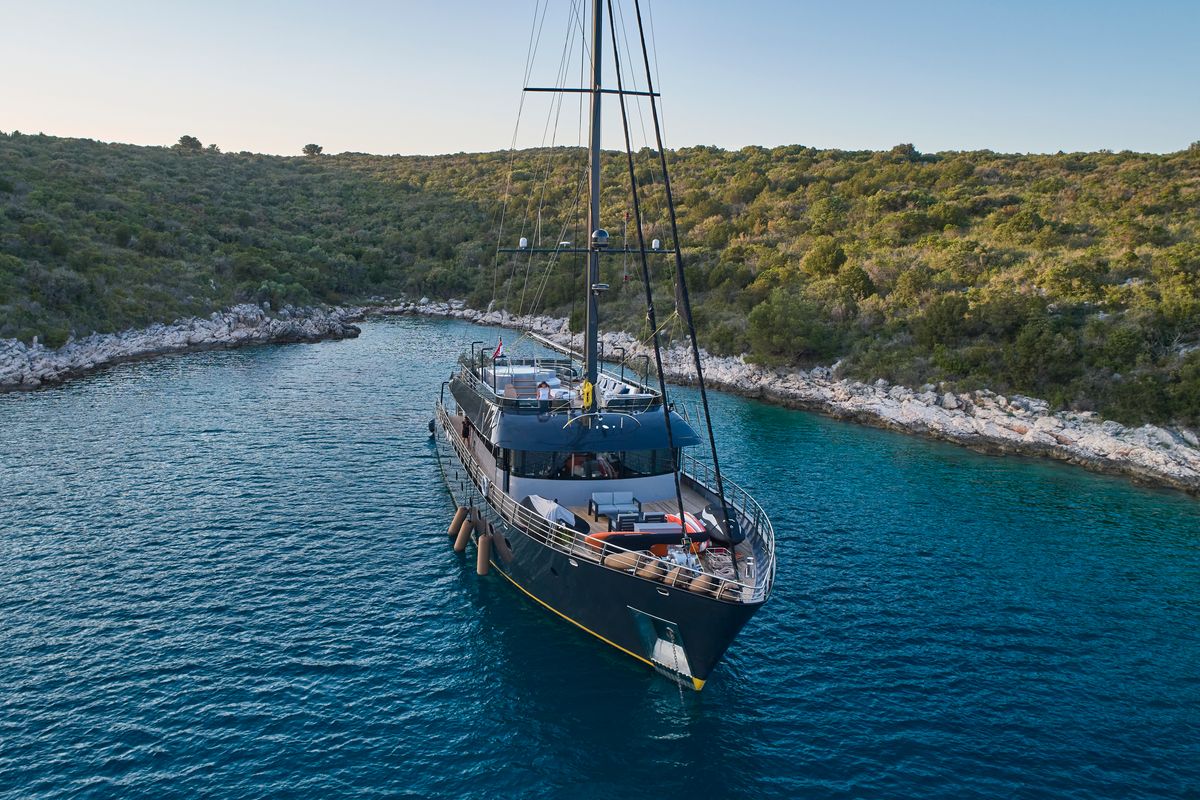 Exterior view of Rara Avis, a Gulet Luxury Sailing Yacht yacht at Split, Croatia