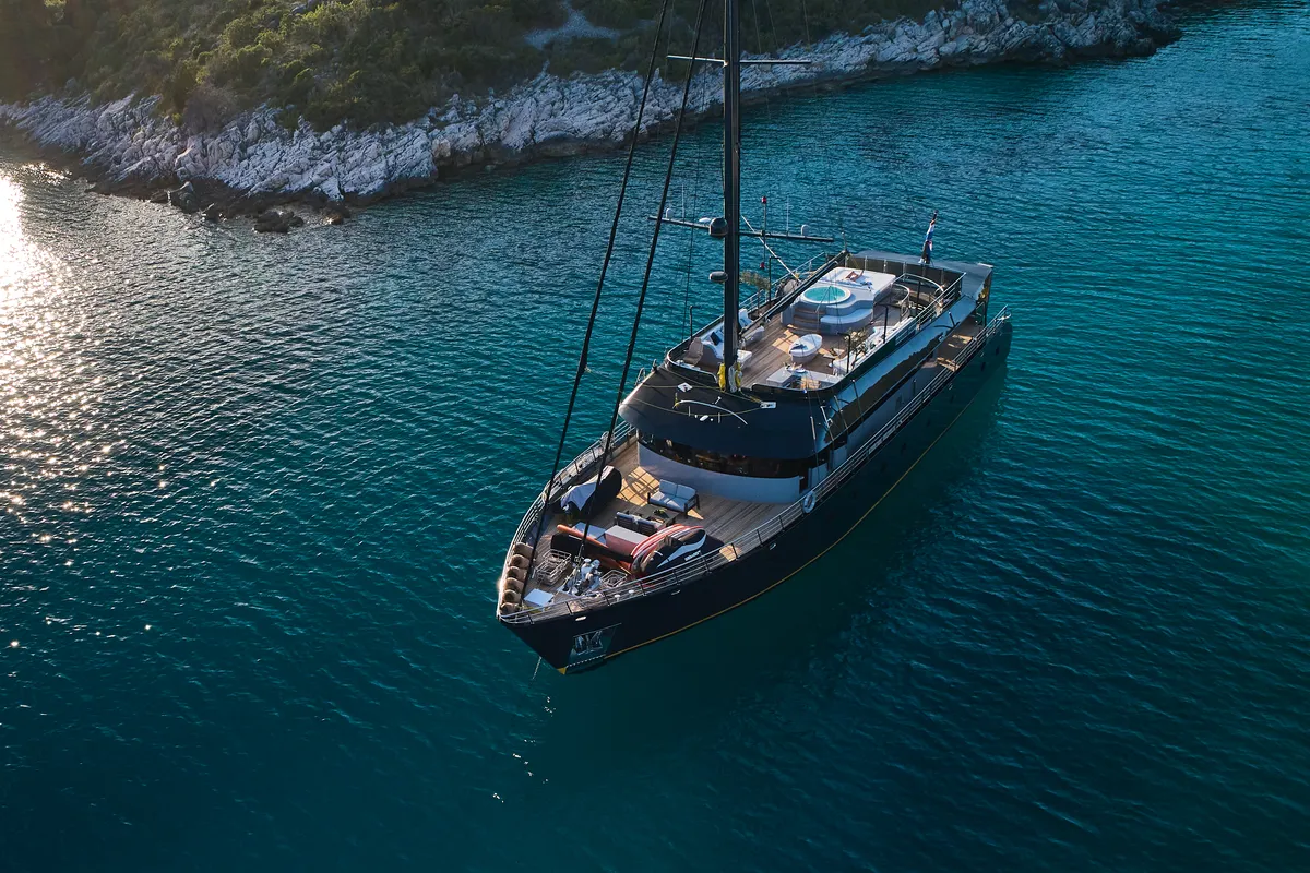 Exterior view of Rara Avis, a Gulet Luxury Sailing Yacht yacht at Split, Croatia