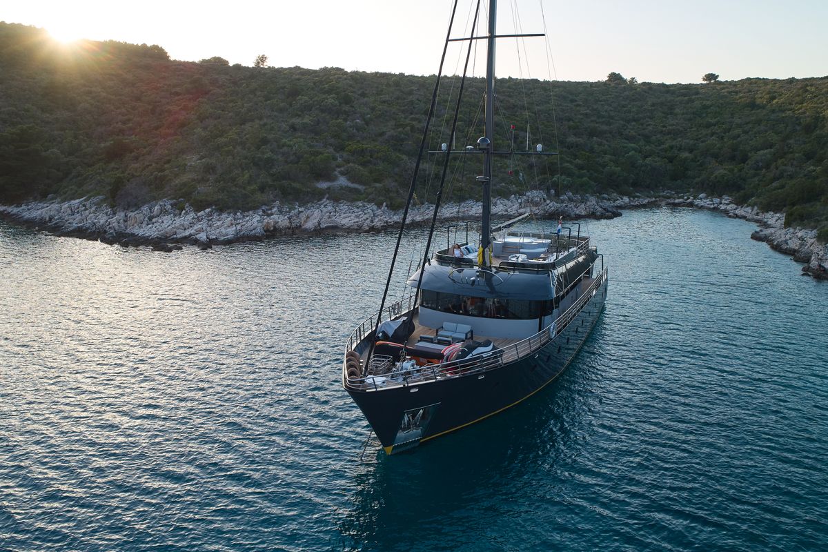 Exterior view of Rara Avis, a Gulet Luxury Sailing Yacht yacht at Split, Croatia