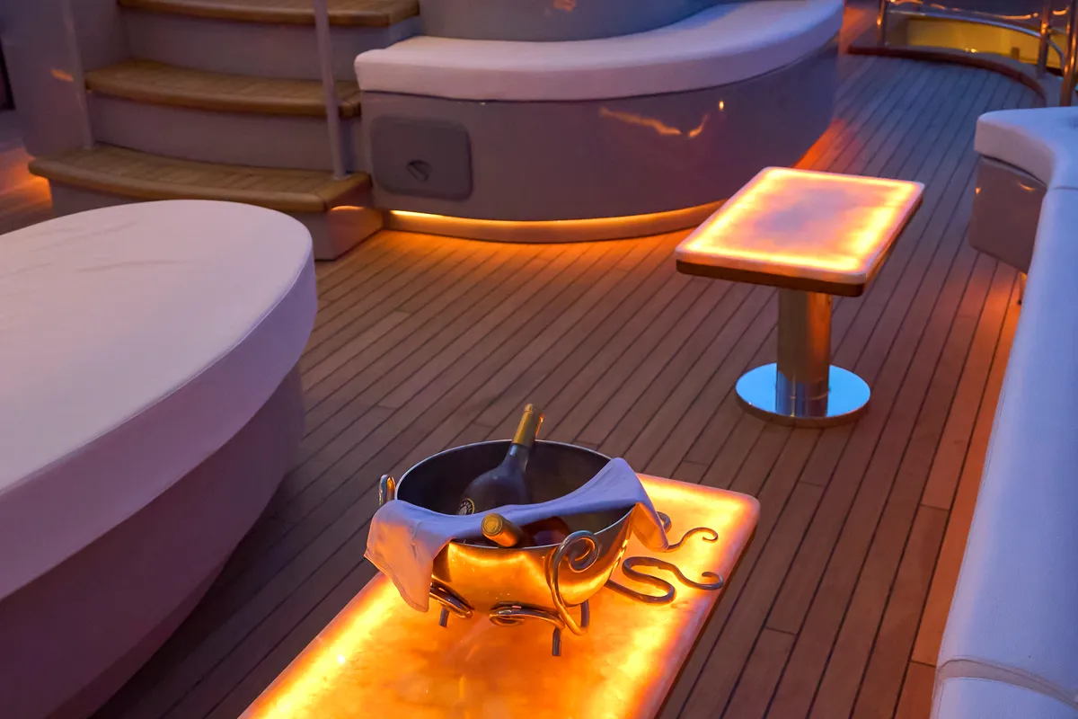 Deck of Rara Avis, a Gulet Luxury Sailing Yacht yacht at Split, Croatia
