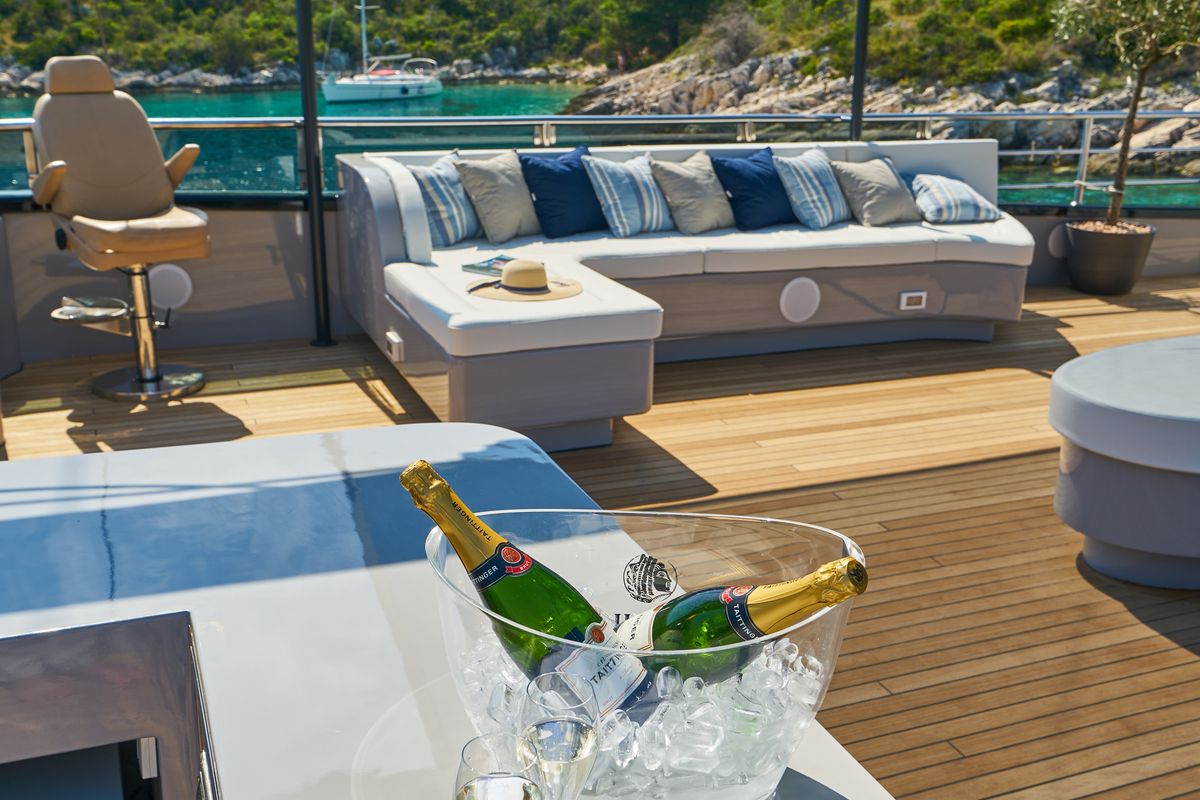 Deck of Rara Avis, a Gulet Luxury Sailing Yacht yacht at Split, Croatia