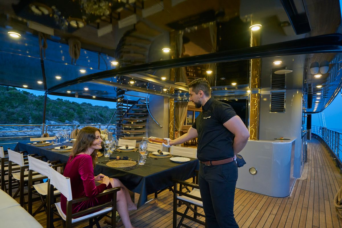 Deck of Rara Avis, a Gulet Luxury Sailing Yacht yacht at Split, Croatia