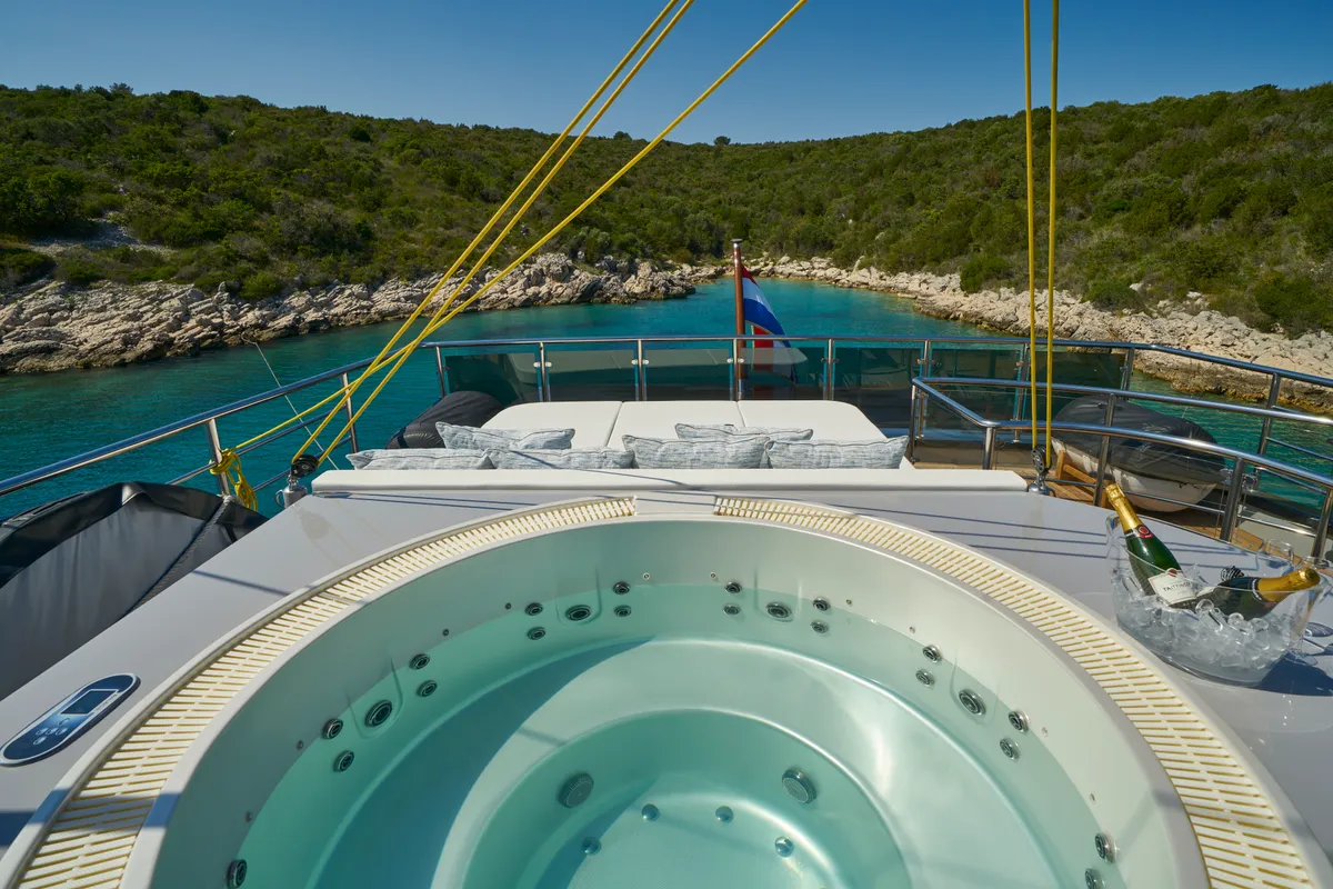 Deck of Rara Avis, a Gulet Luxury Sailing Yacht yacht at Split, Croatia