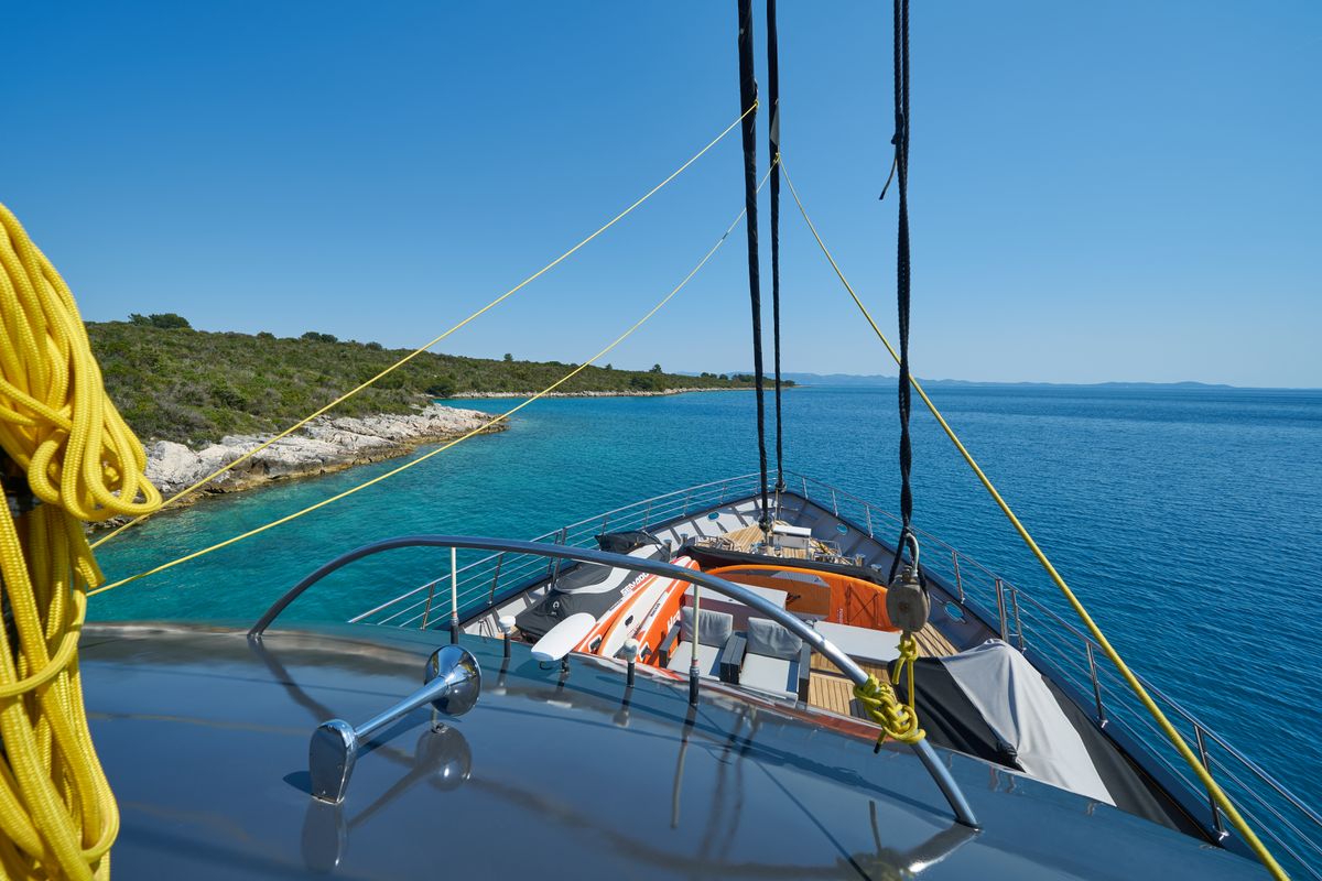 Deck of Rara Avis, a Gulet Luxury Sailing Yacht yacht at Split, Croatia
