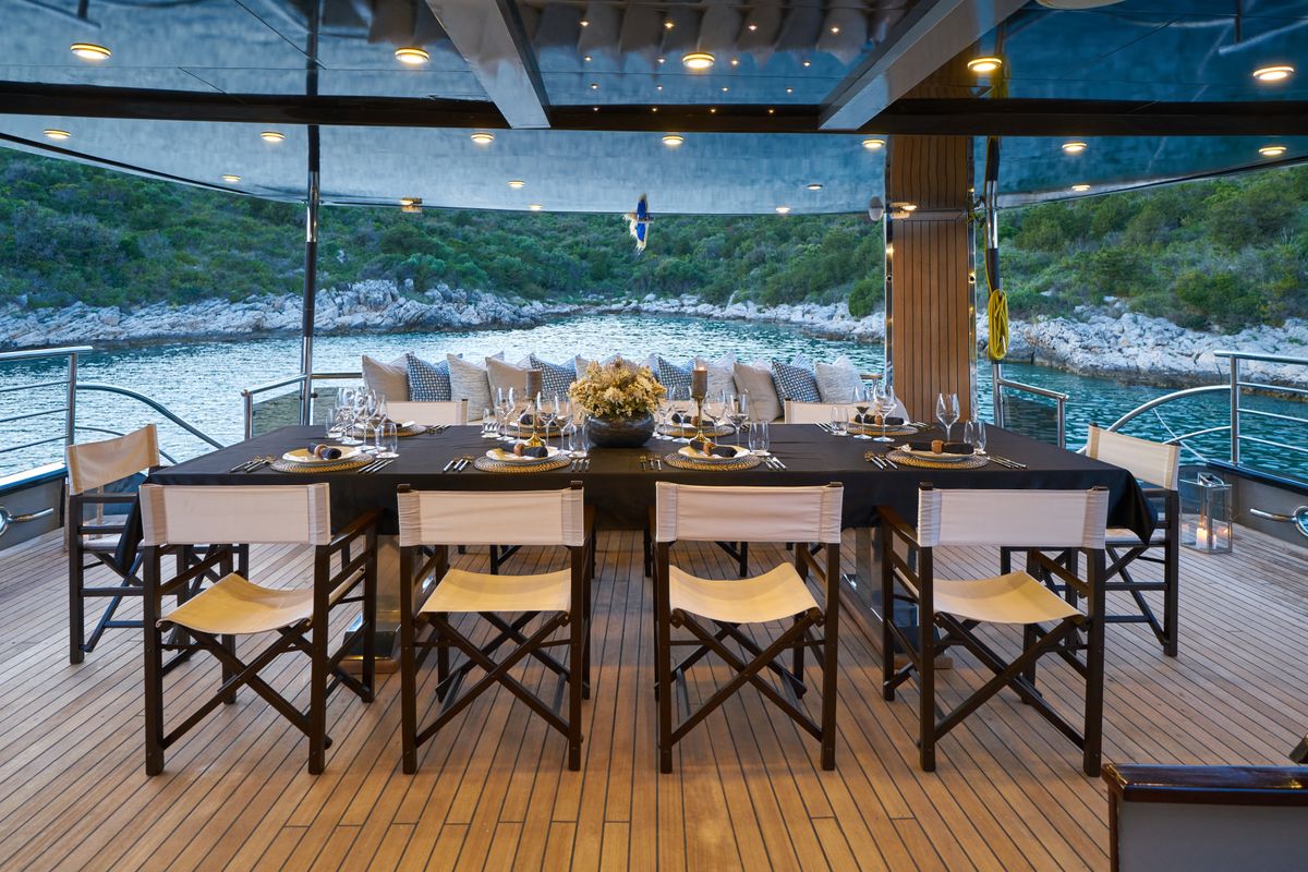 Deck of Rara Avis, a Gulet Luxury Sailing Yacht yacht at Split, Croatia