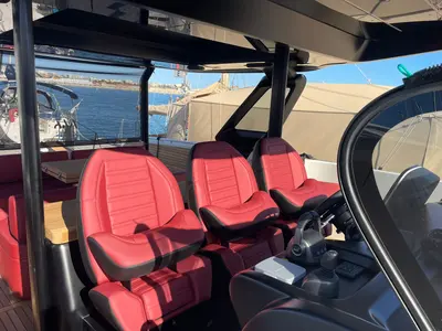 Cockpit of Cranchi A 46, a Cranchi A 46 motorboat at Cannes, France