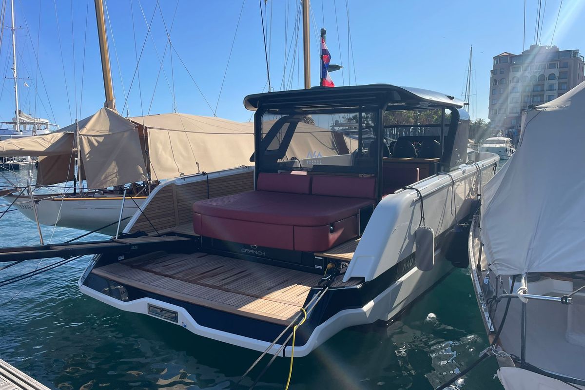 Exterior view of Cranchi A 46, a Cranchi A 46 motorboat at Cannes, France