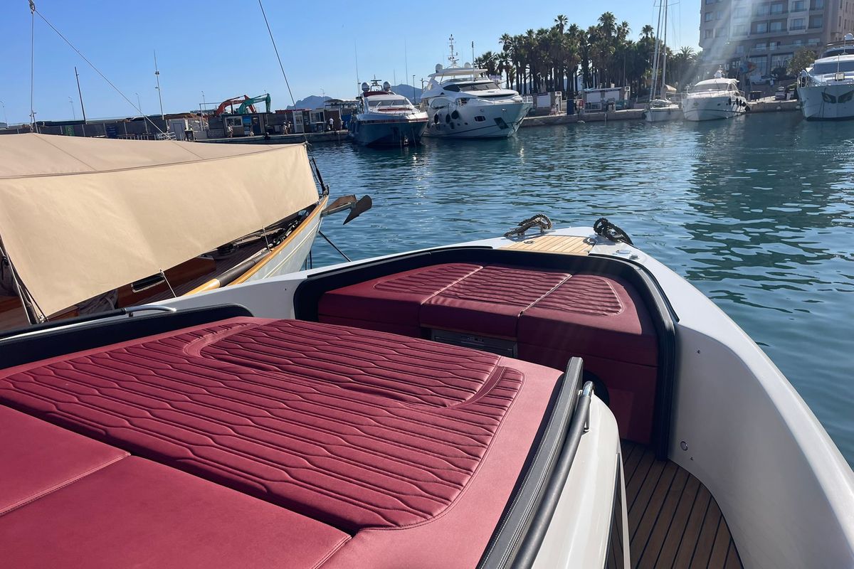 Deck of Cranchi A 46, a Cranchi A 46 motorboat at Cannes, France