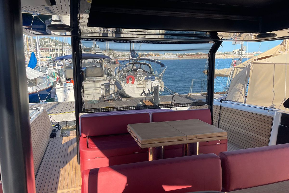 Deck of Cranchi A 46, a Cranchi A 46 motorboat at Cannes, France