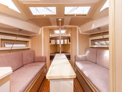 Salon of Zimny Kat, a Northman Maxus 34 sailboat at Sztynort, Poland