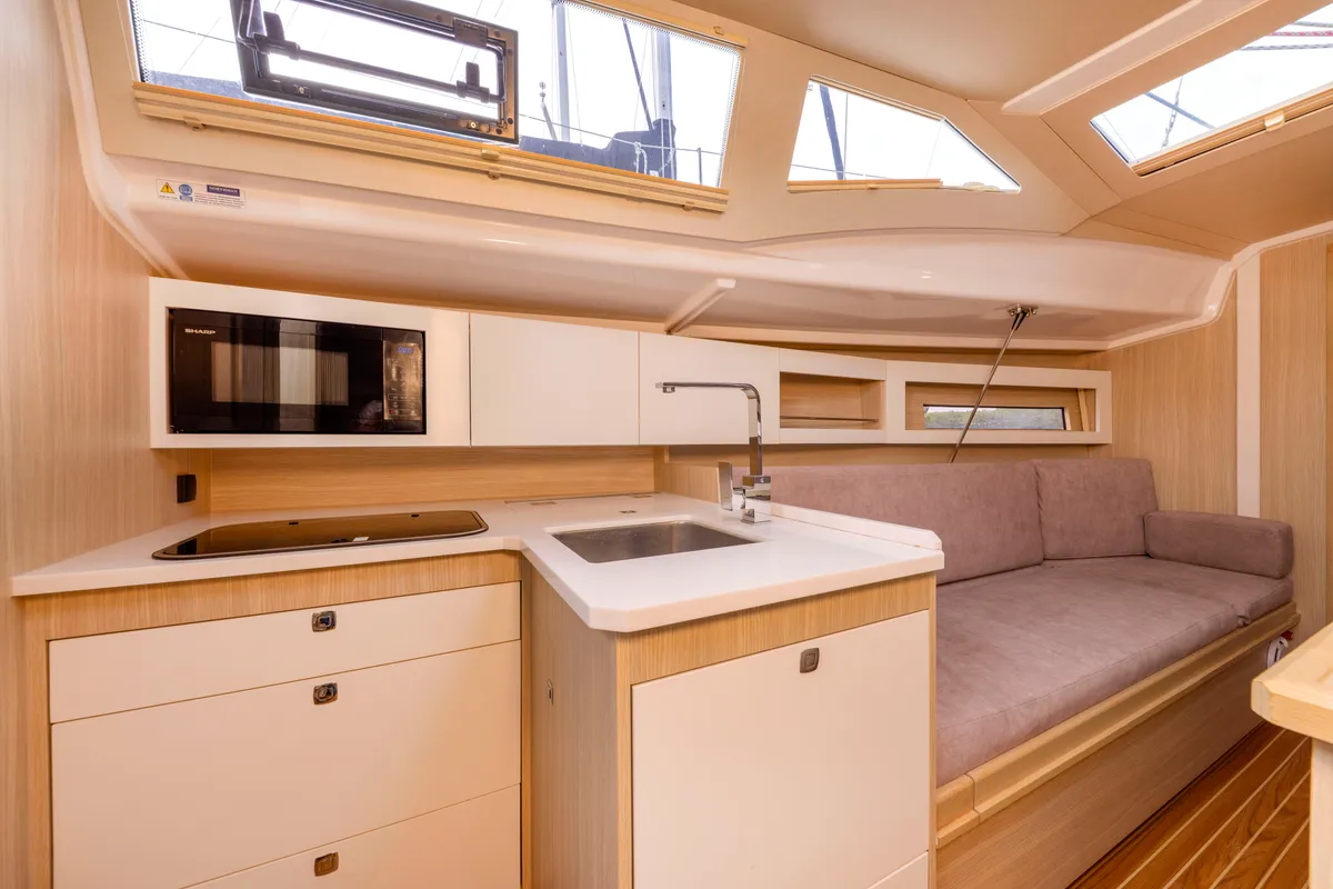 Galley of Zimny Kat, a Northman Maxus 34 sailboat at Sztynort, Poland