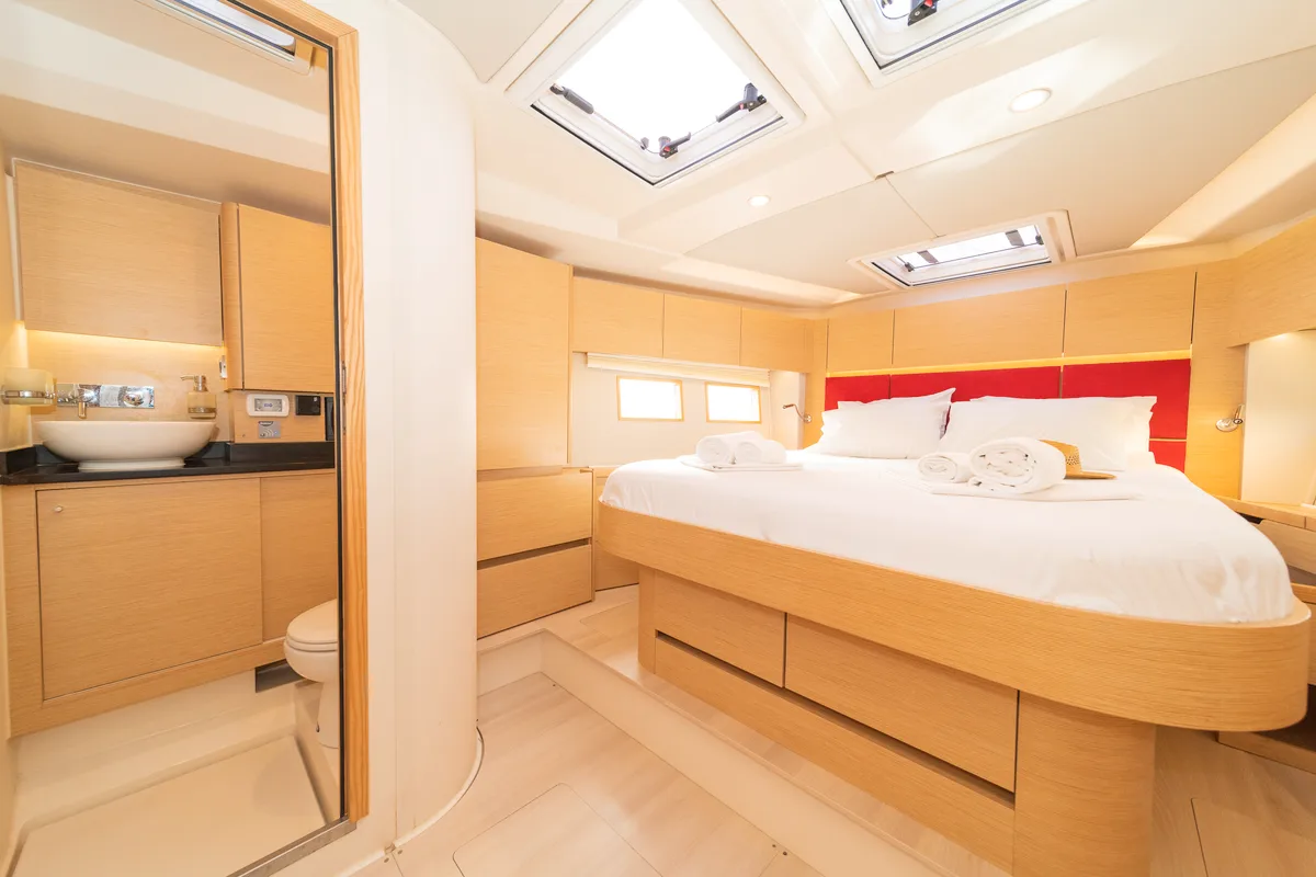 Cabin on Amadea, a Hanse Yachts Hanse 588 sailboat at Kos, Greece