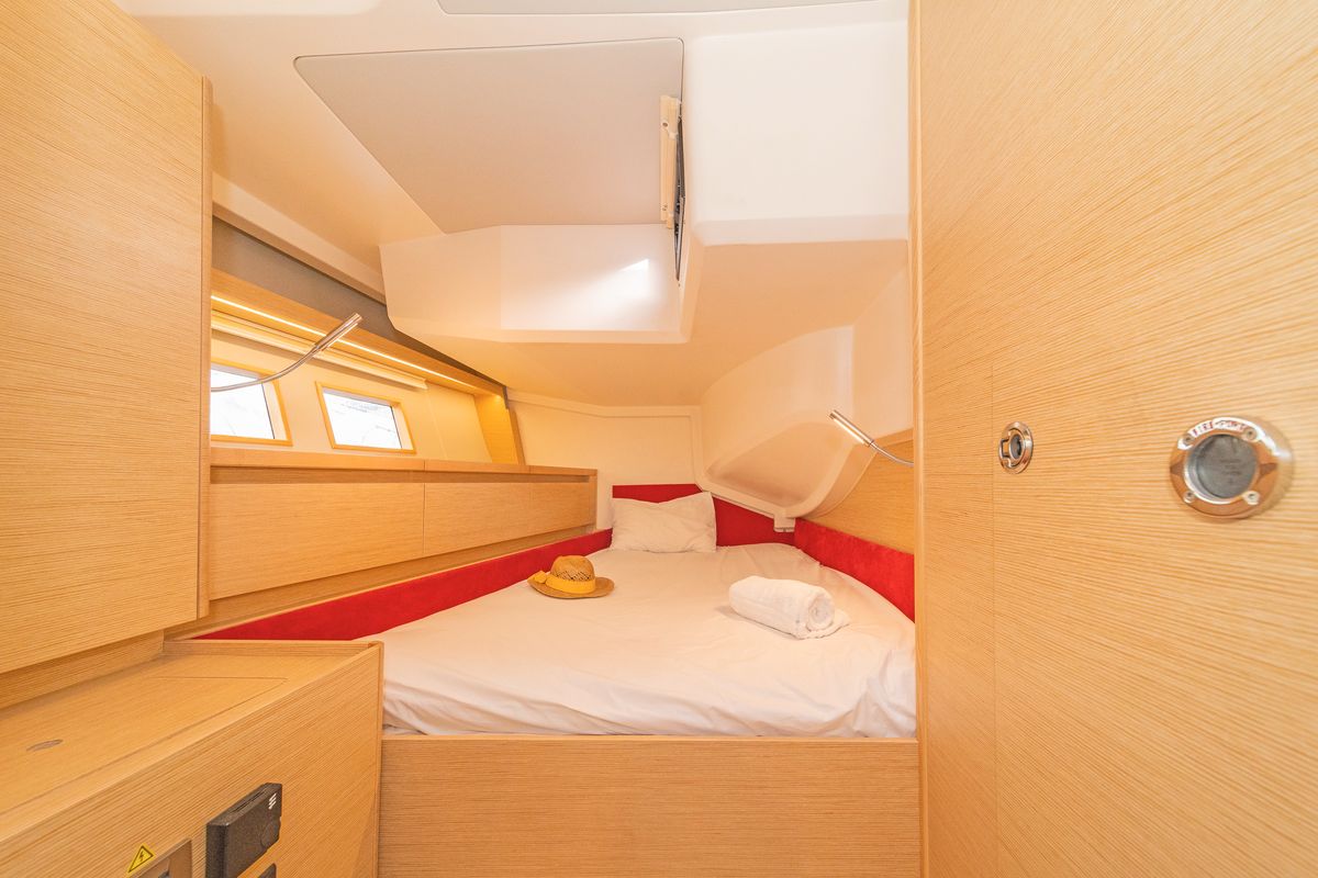 Cabin on Amadea, a Hanse Yachts Hanse 588 sailboat at Kos, Greece