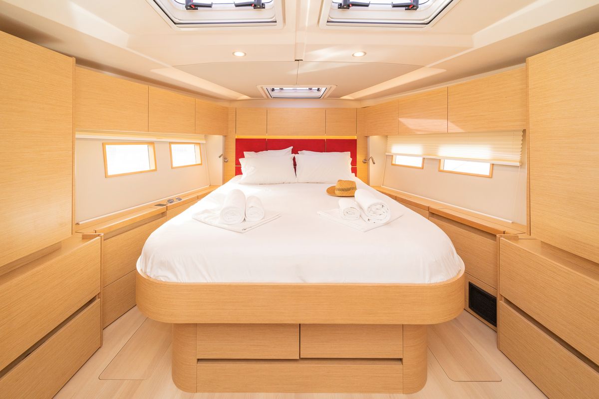 Cabin on Amadea, a Hanse Yachts Hanse 588 sailboat at Kos, Greece