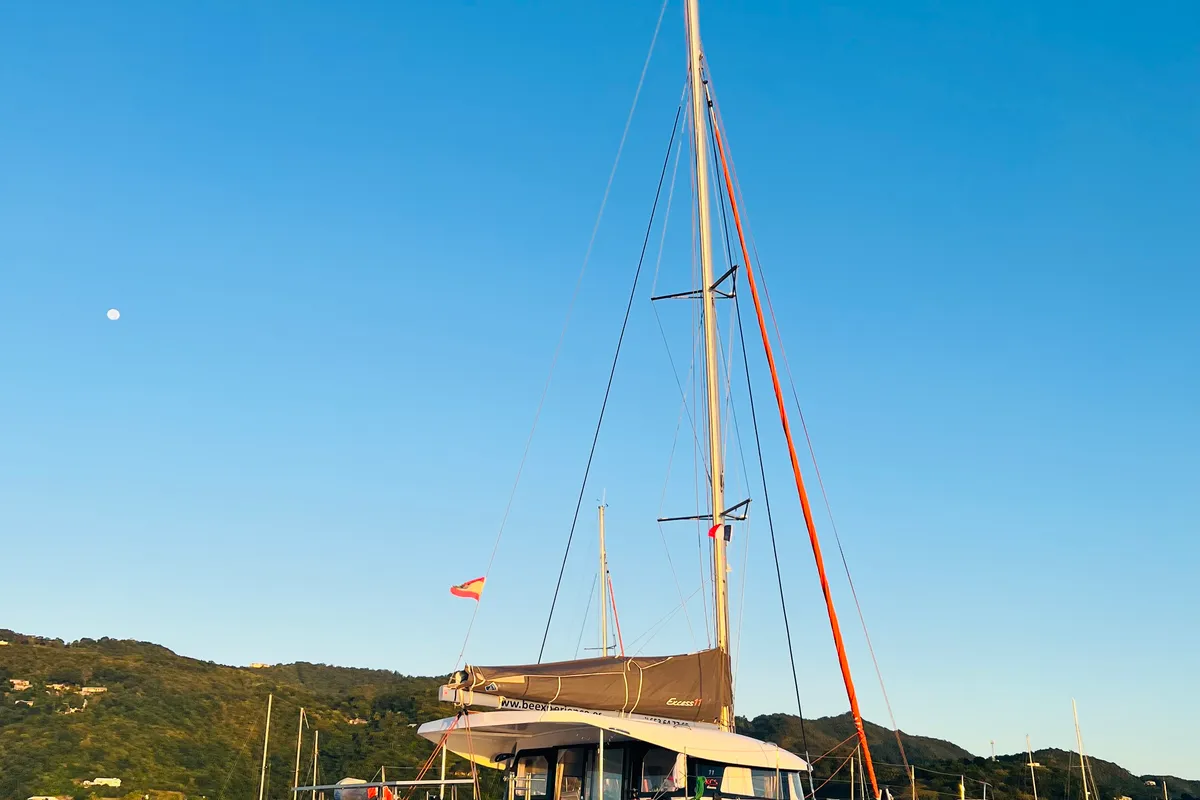 Exterior view of One Denia Bareboat, a Excess 11 catamaran at Dénia, Spain