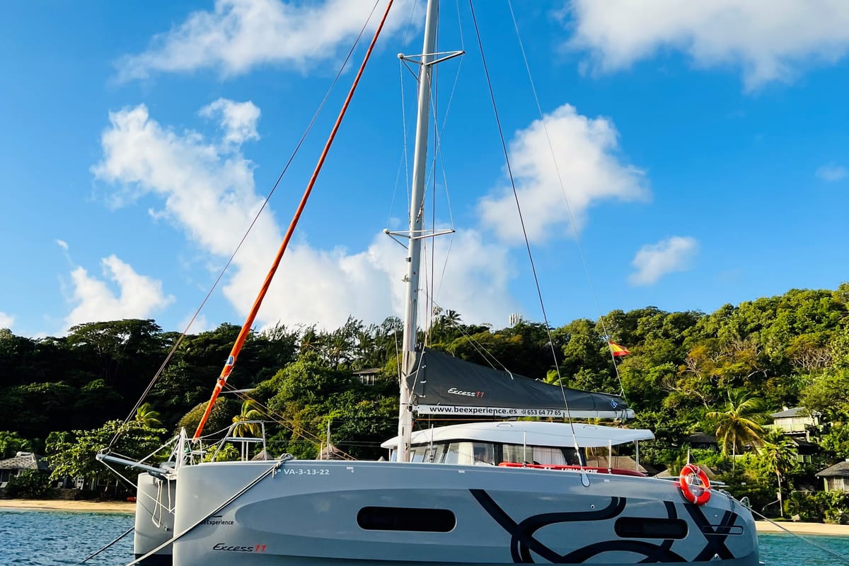 Exterior view of One Denia Bareboat, a Excess 11 catamaran at Dénia, Spain