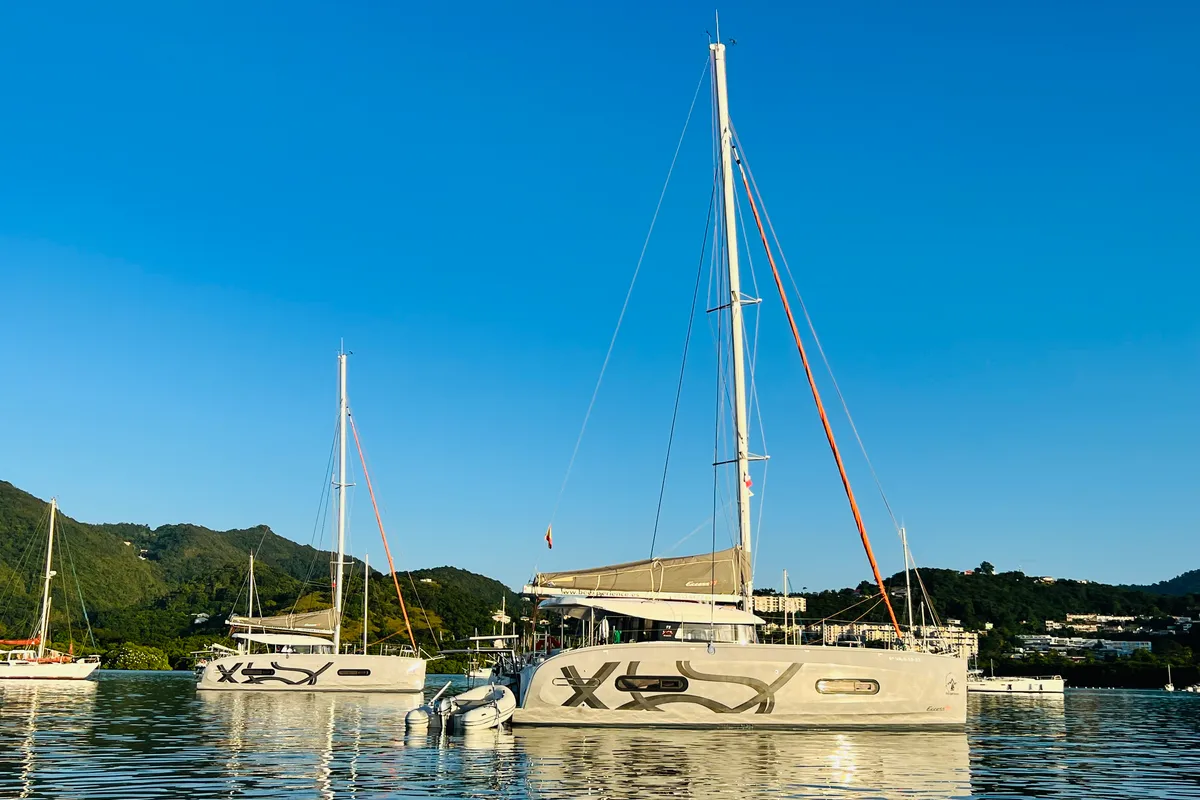 Exterior view of One Denia Bareboat, a Excess 11 catamaran at Dénia, Spain