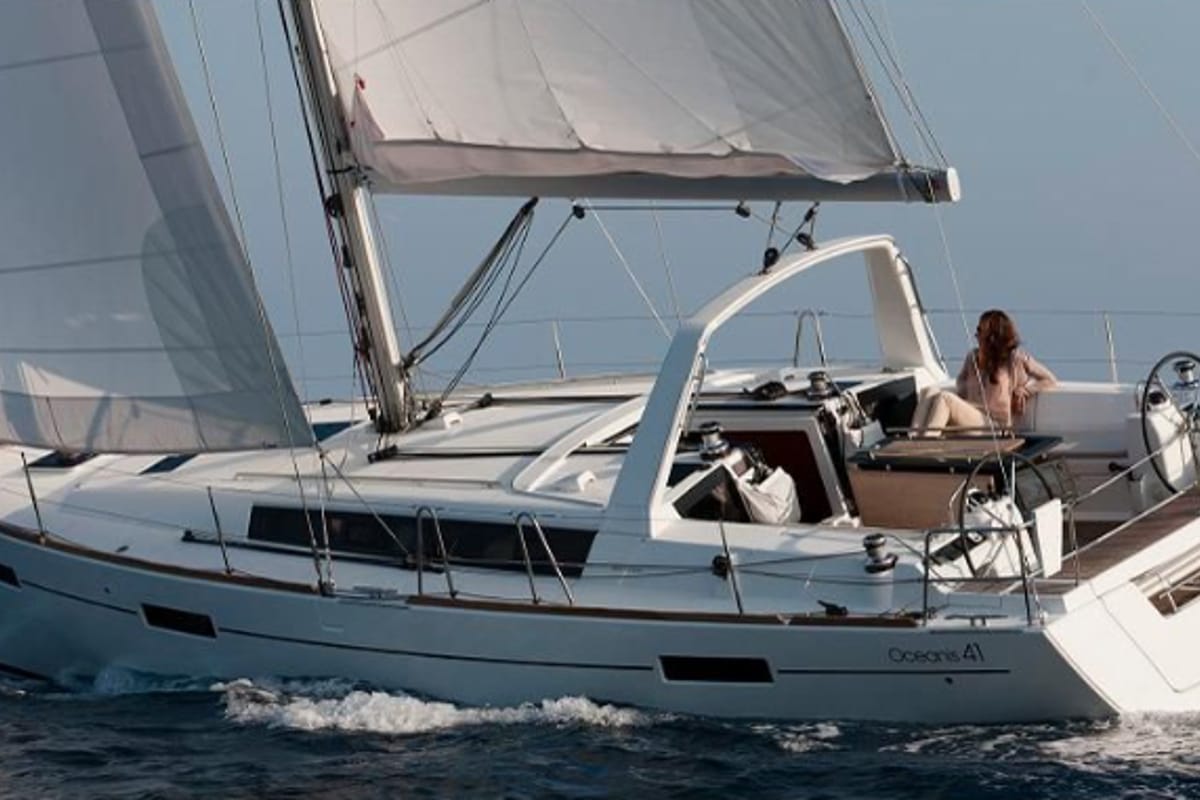 Exterior view of Tina, a Beneteau Oceanis 41 sailboat at Fethiye, Turkey