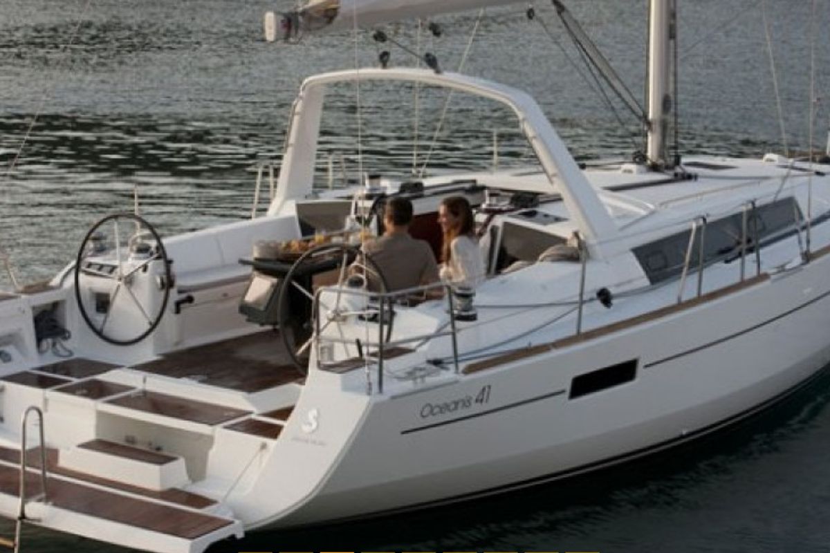 Exterior view of Tina, a Beneteau Oceanis 41 sailboat at Fethiye, Turkey