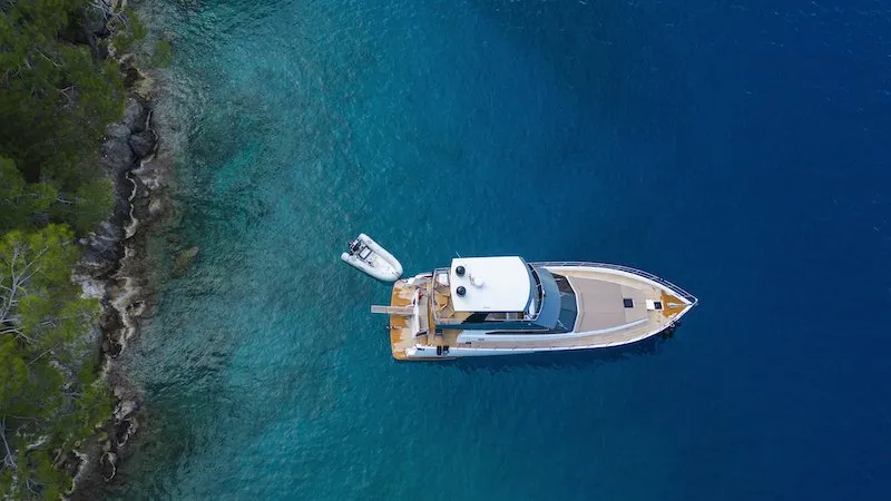 Exterior view of Golden Blue, a Custom Made Golden blue yacht at Fethiye, Turkey