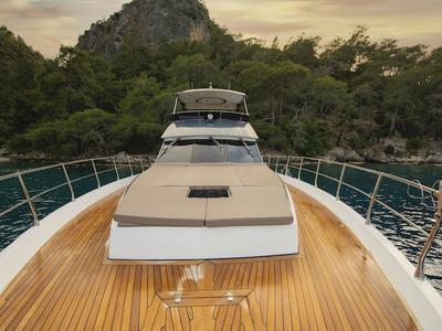 Deck of Golden Blue, a Custom Made Golden blue yacht at Fethiye, Turkey