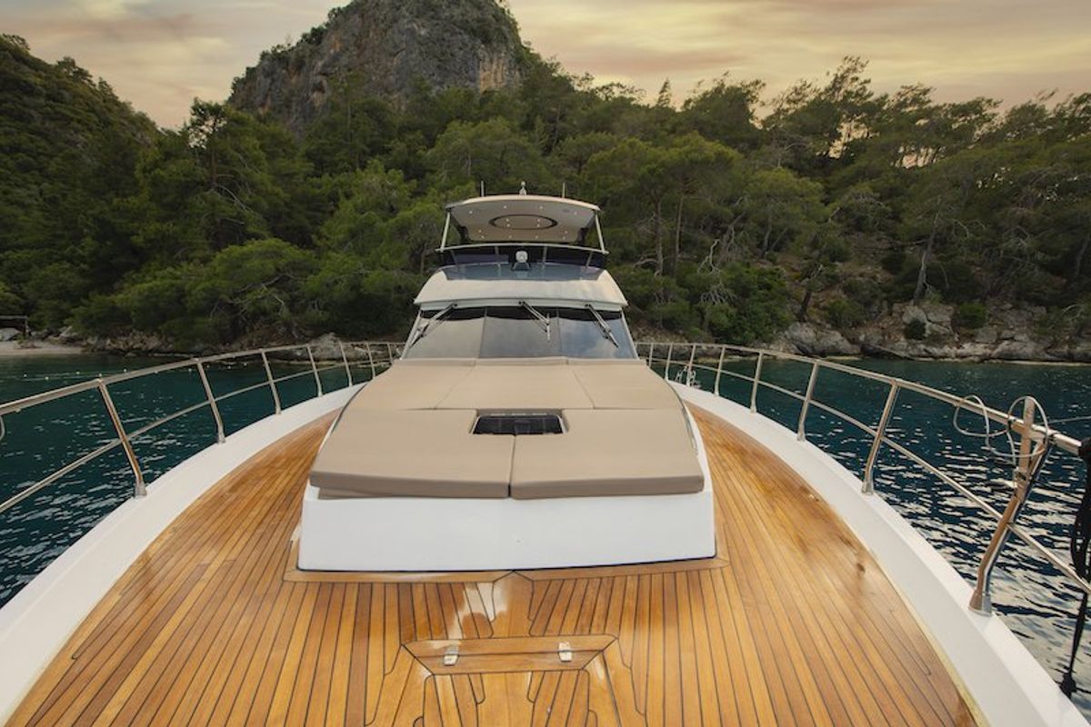 Deck of Golden Blue, a Custom Made Golden blue yacht at Fethiye, Turkey