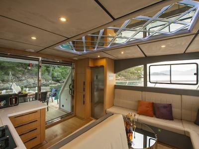 Salon of Golden Blue, a Custom Made Golden blue yacht at Fethiye, Turkey
