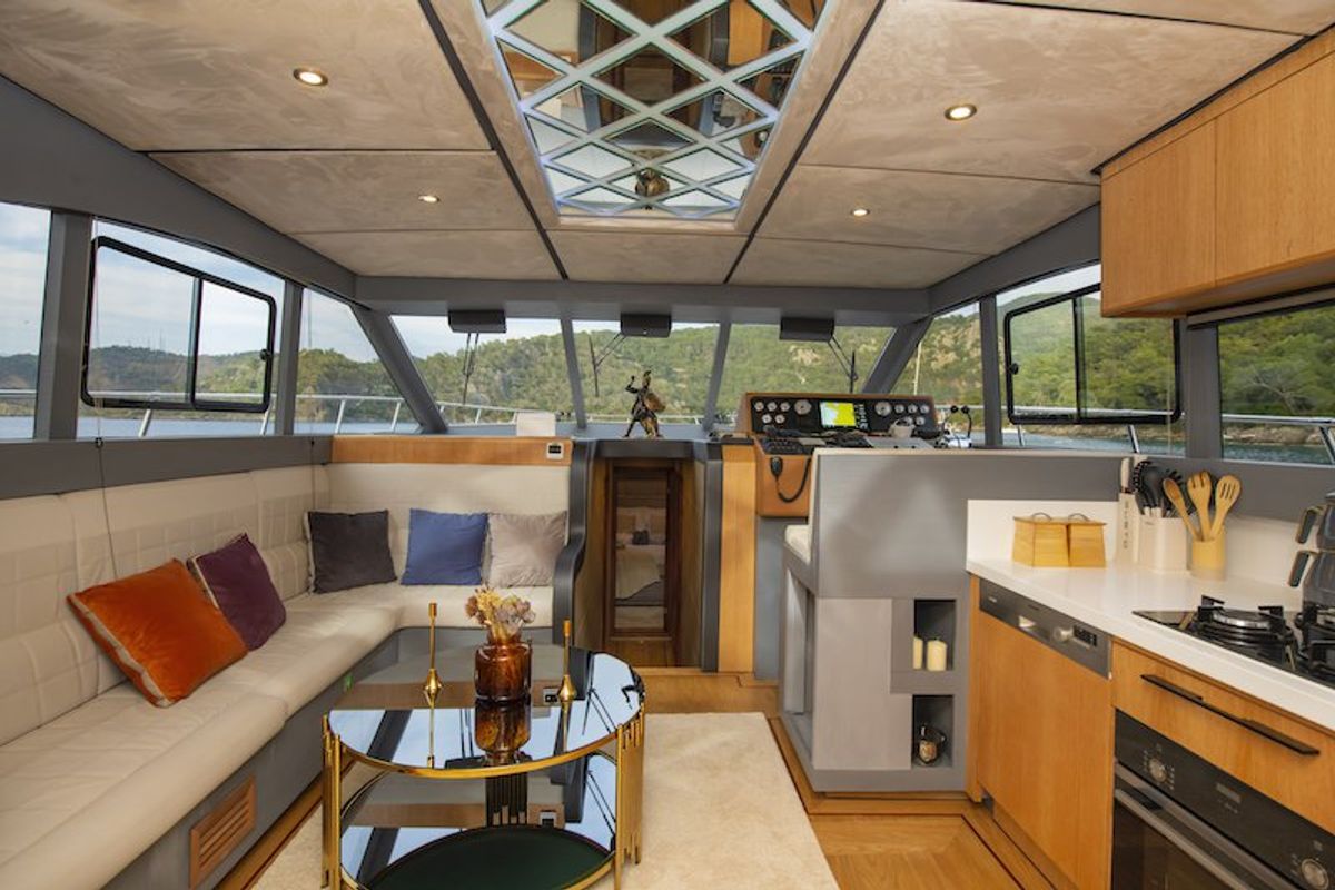 Salon of Golden Blue, a Custom Made Golden blue yacht at Fethiye, Turkey