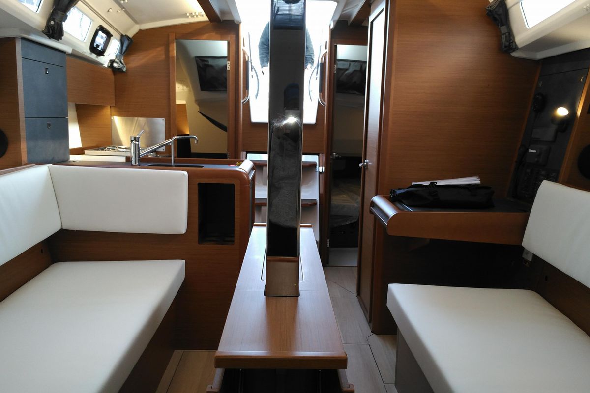 Salon of Meliti, a Jeanneau Sun Odyssey 349 sailboat at Volos Municipality, Greece