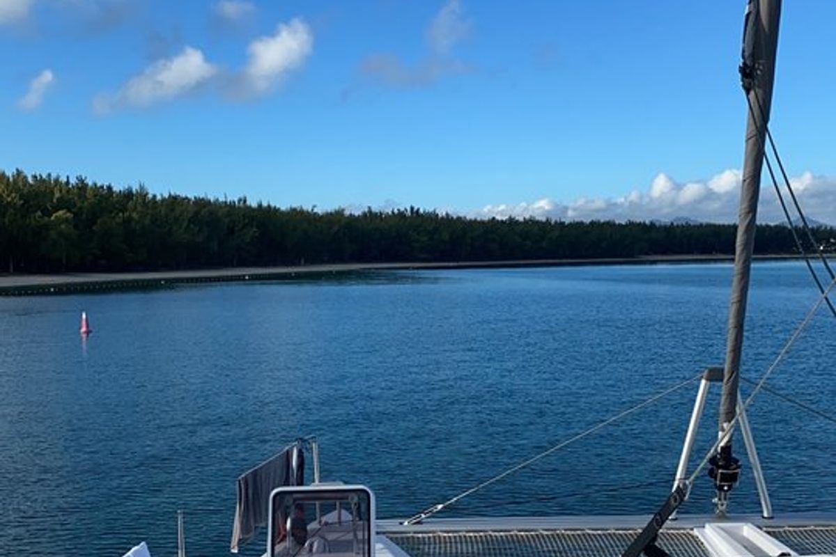 Deck of Sea Spirit II, a Nautitech Rochefort Nautitech 46 Fly catamaran at Grande Rivière Noire VCA, Mauritius