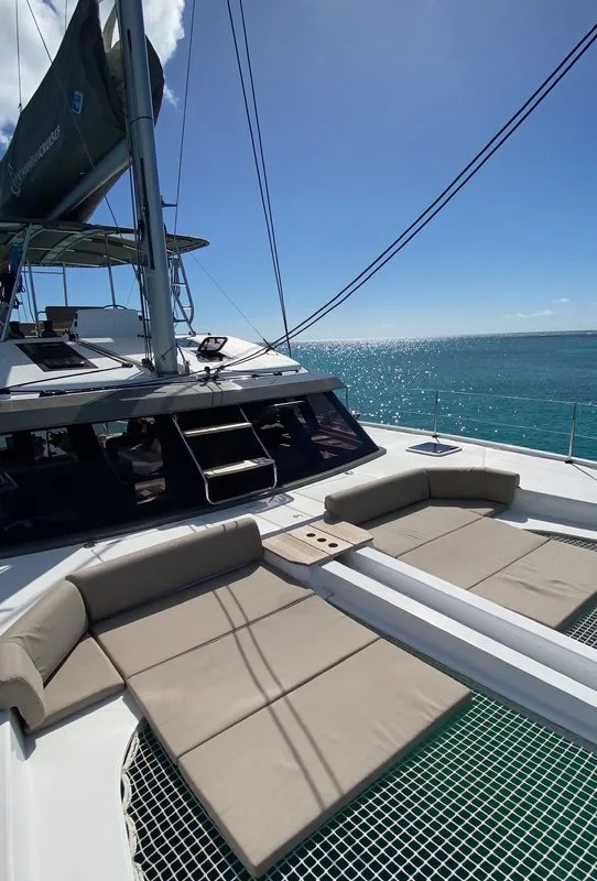 Deck of Sea Spirit II, a Nautitech Rochefort Nautitech 46 Fly catamaran at Grande Rivière Noire VCA, Mauritius