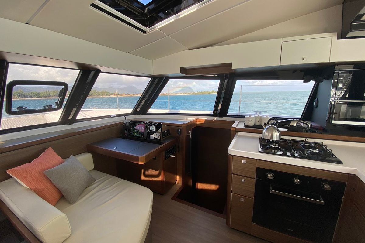 Galley of Sea Spirit II, a Nautitech Rochefort Nautitech 46 Fly catamaran at Grande Rivière Noire VCA, Mauritius
