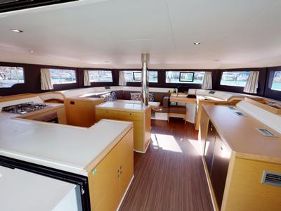 Galley of Vittoria, a Dufour Catamaran 48 catamaran at Olbia, Italy