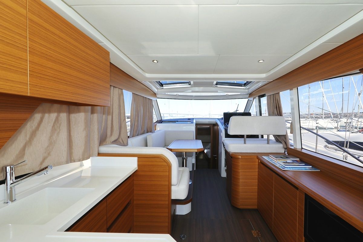 Salon of Blandona, a Greenline 39 yacht at Pirovac, Croatia