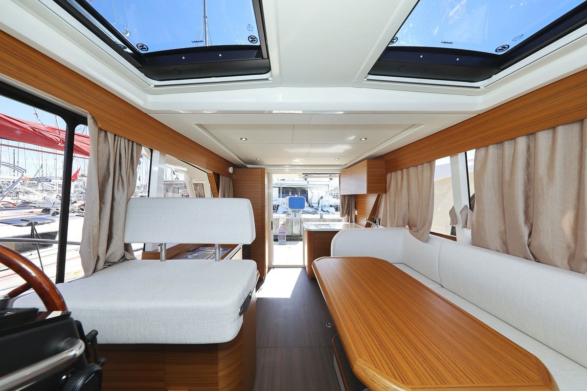 Salon of Blandona, a Greenline 39 yacht at Pirovac, Croatia