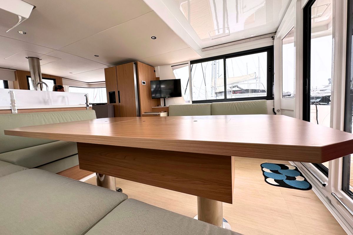 Salon of Maestro, a Bali 4.6 catamaran at Grad Kaštela, Croatia