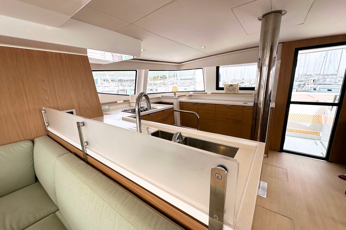 Galley of Maestro, a Bali 4.6 catamaran at Grad Kaštela, Croatia