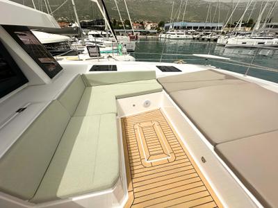 Deck of Maestro, a Bali 4.6 catamaran at Grad Kaštela, Croatia
