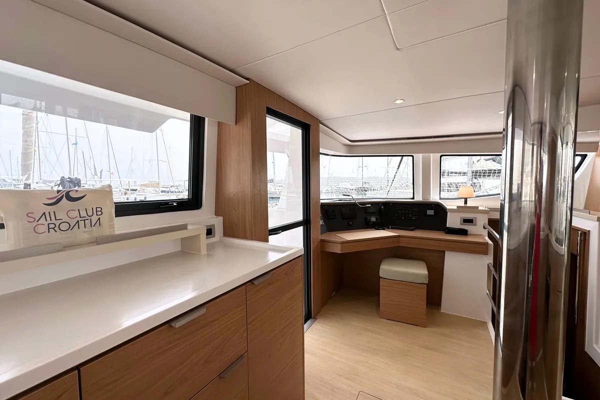 Salon of Maestro, a Bali 4.6 catamaran at Grad Kaštela, Croatia