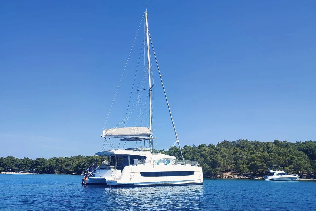 Exterior view of Maestro, a Bali 4.6 catamaran at Grad Kaštela, Croatia