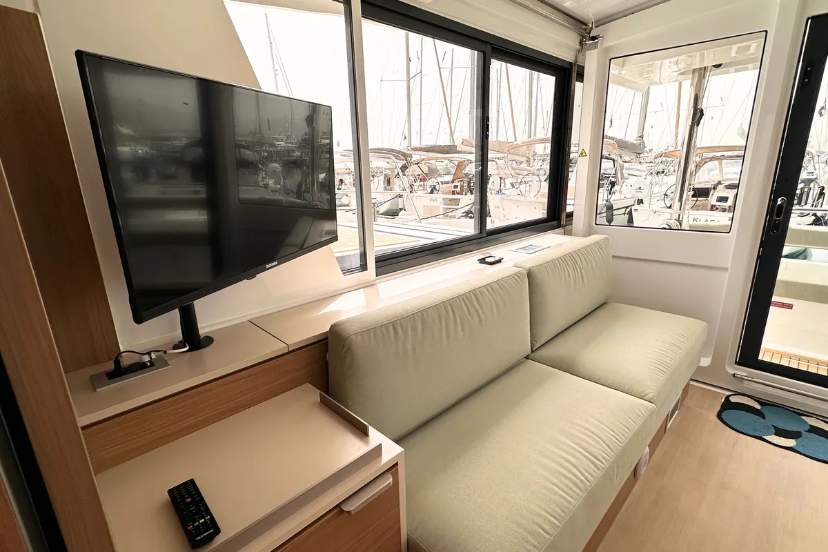 Salon of Maestro, a Bali 4.6 catamaran at Grad Kaštela, Croatia