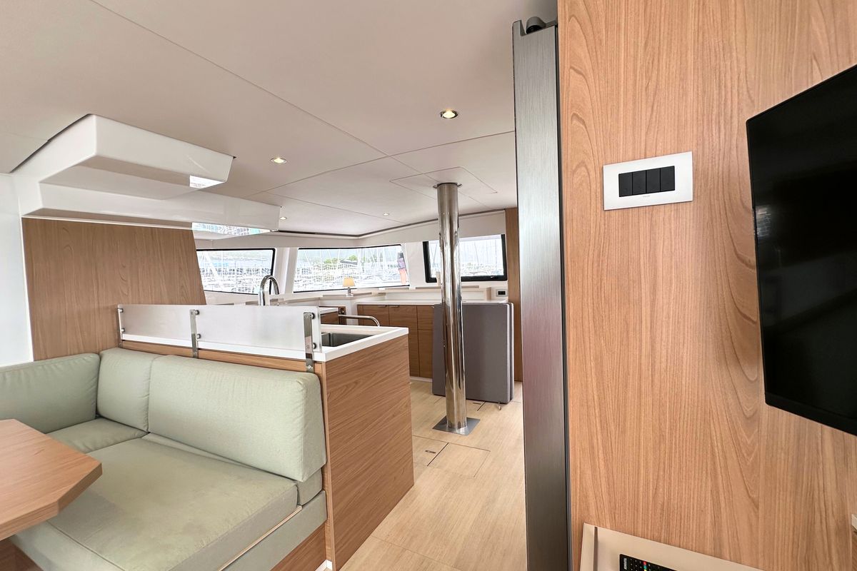 Salon of Maestro, a Bali 4.6 catamaran at Grad Kaštela, Croatia