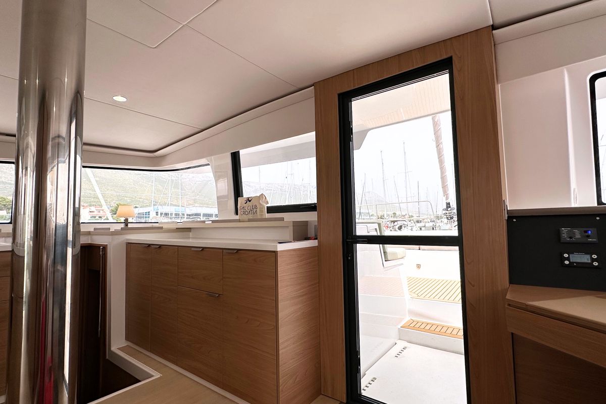 Salon of Maestro, a Bali 4.6 catamaran at Grad Kaštela, Croatia