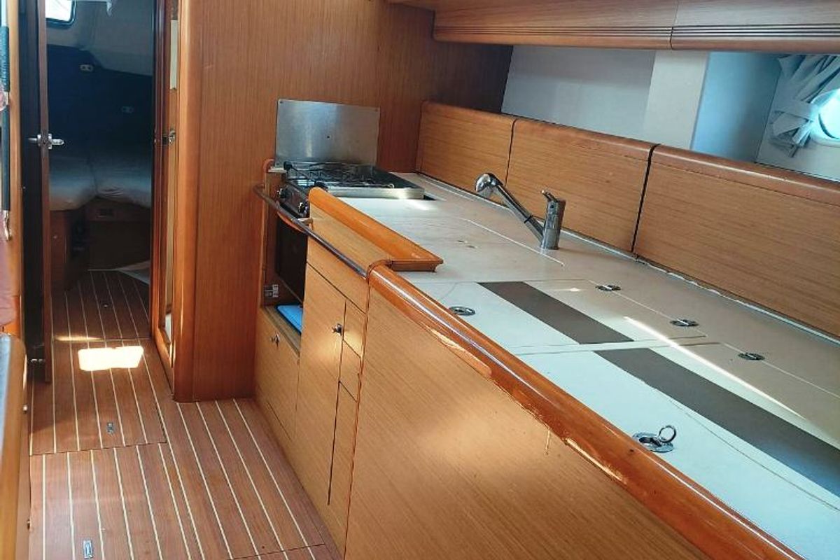 Galley of Almyra, a Jeanneau Sun Odyssey 49i sailboat at Municipal Unit of Nea Peramos, Greece