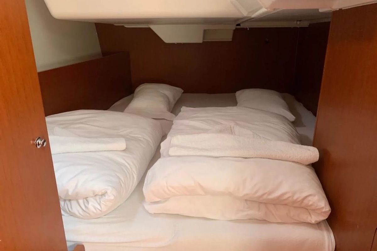 Cabin on Bordeaux, a Beneteau Oceanis 38.1 sailboat at Seget Donji, Croatia