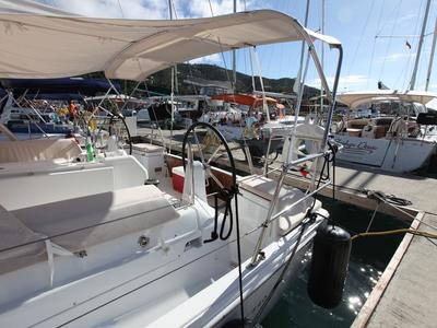 Cockpit of Andiamo, a Jeanneau Sun Odyssey 440 sailboat at Road Town, British Virgin Islands